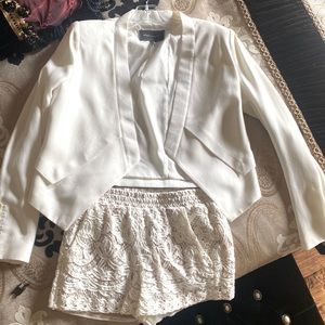 Cream blazer and short set